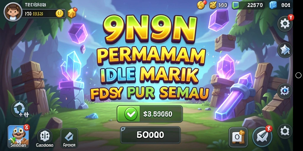 Tampilan gameplay <strong>9N9N</strong> yang menampilkan kemajuan dalam permainan Idle.