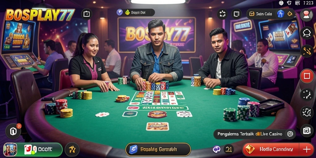 Tampilan gameplay Live Casino yang menarik di BOSPLAY77 dengan dealer langsung.