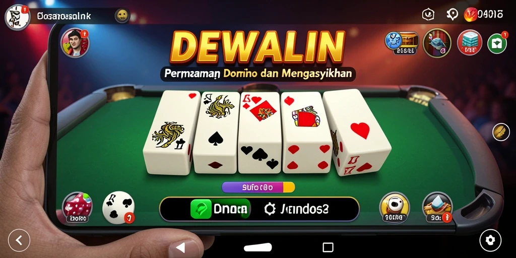 Tangkapan layar utama DEWALIN menampilkan gameplay Domino yang seru.
