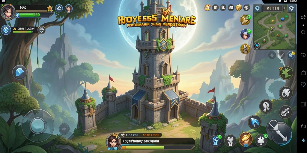 Screenshot gameplay HOYE55 menunjukkan aksi pertahanan menara epik.