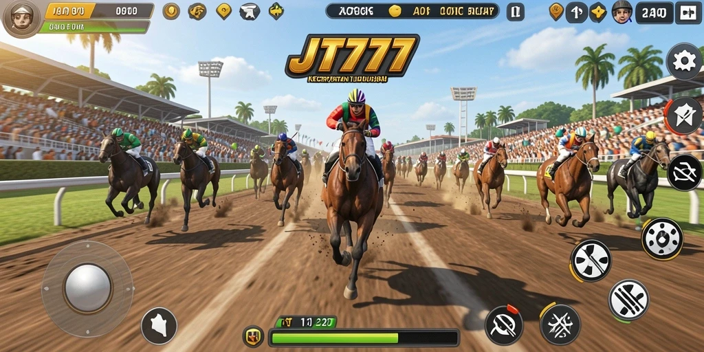 Gambaran gameplay yang mendebarkan di JT777 saat berlomba.