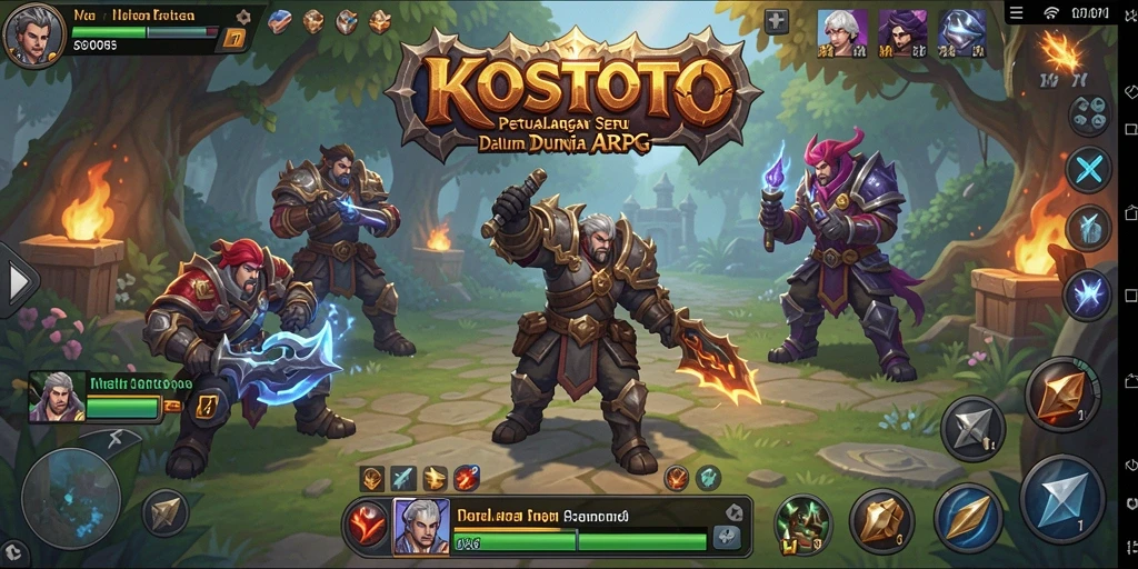 Tampilan layar gameplay seru di KOSTOTO dengan pertarungan aksi yang mendebarkan.