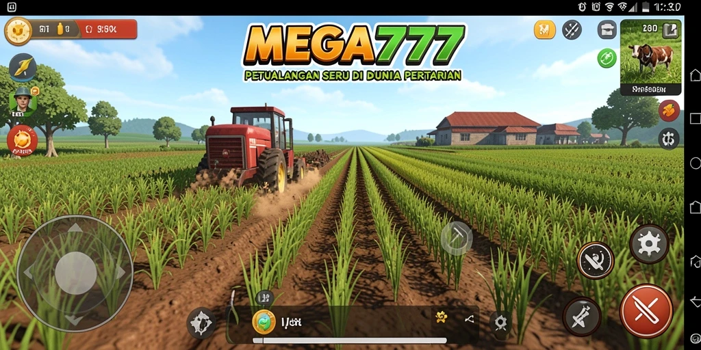 Tampilan gameplay MEGA777 yang menawan dengan aktivitas bertani.