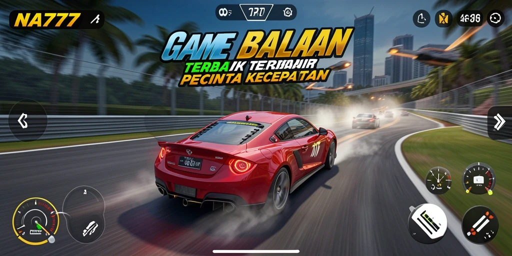 Screenshot menampilkan aksi balapan seru di NA777.