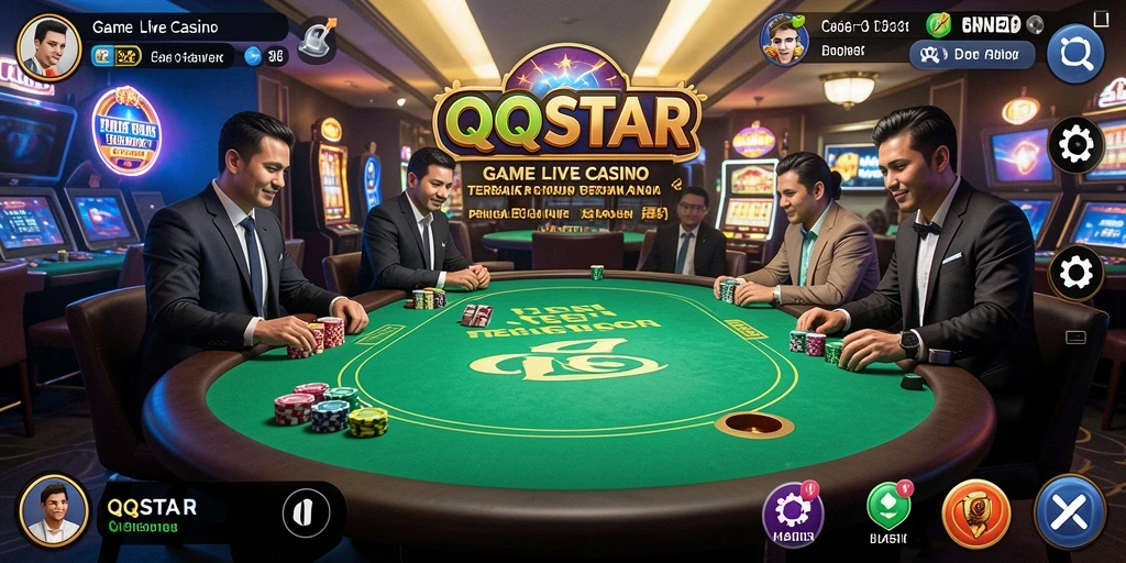 Gambaran skenario permainan Live Casino yang mendebarkan di QQSTAR.