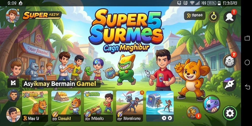Tampak gameplay SUPER5 yang ceria dan menarik.